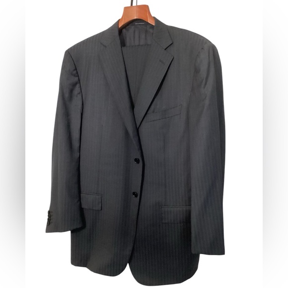 Ermenegildo Zegna Navy Stripe Suit 48R 38x31 Micronsphere Traveler Wool Silk - Picture 2 of 10